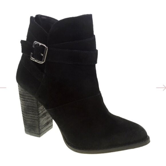 Chinese Laundry Black ZIP IT SPLIT SUEDE BOOTIE Size 5.5 - Picture 2 of 6